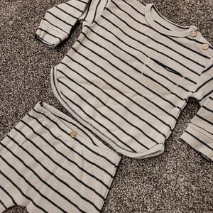 Striped Cream and Black Kids Matching Set